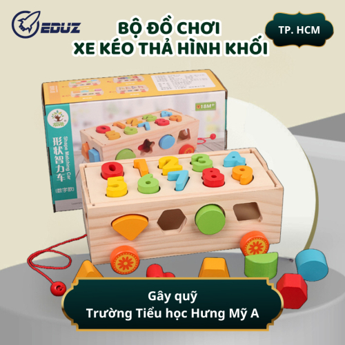 Bộ Đồ Chơi Xe Kéo Thả Số Và Hình Khối