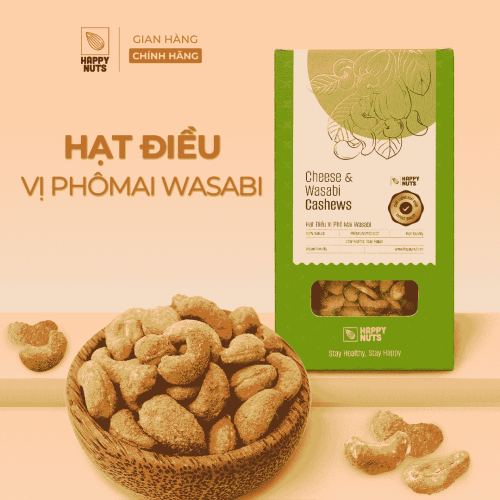 Hạt điều vị Phô mai Wasabi Happy Nuts 500g