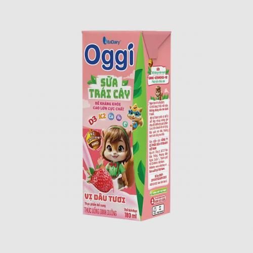 Thức Uống Dinh Dưỡng Sữa Trái Cây Oggi Vị Dâu Tươi Hộp 180ml (Thùng 48 Hộp)